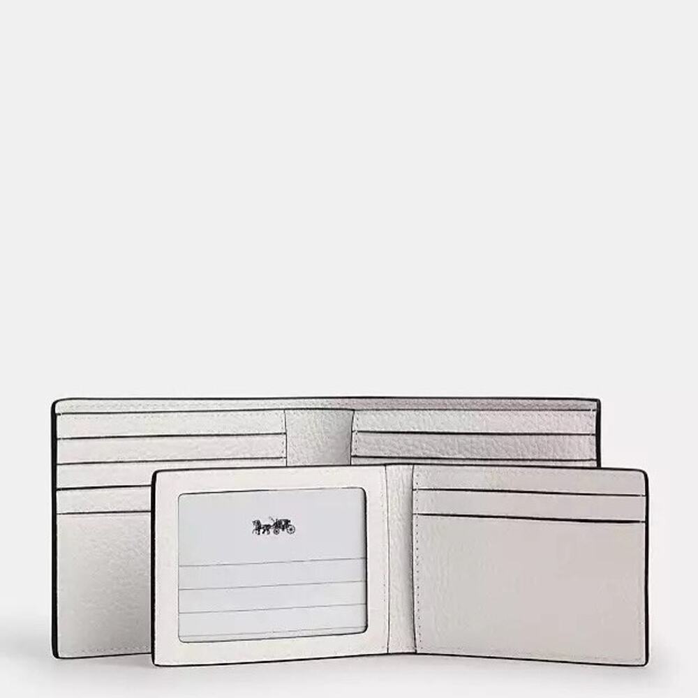 NWT Coach billfold wallet signature canvas varsity motif CAK48 Chalk & Black - Picture 8 of 8